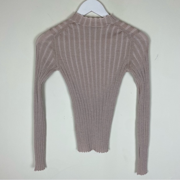 Vince Ribbed Mock Neck Pullover Shirt Sweater in Chiffon - Picture 12 of 14